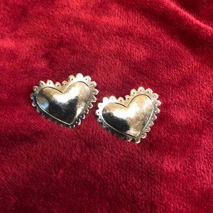 Jeep Collins Silver Ruffle Edge Heart Earrings